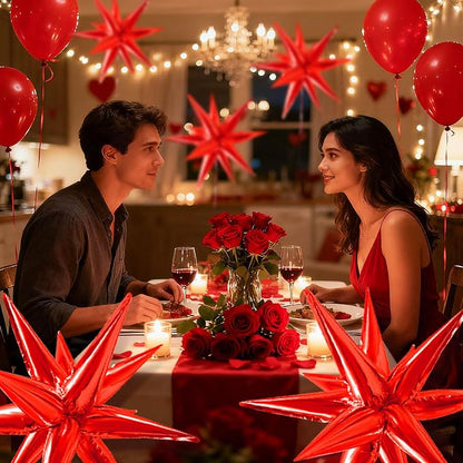 Red Star Foil Balloons Explosion 12 Point Spike Baloons Large Mylar Balloon - Image 3