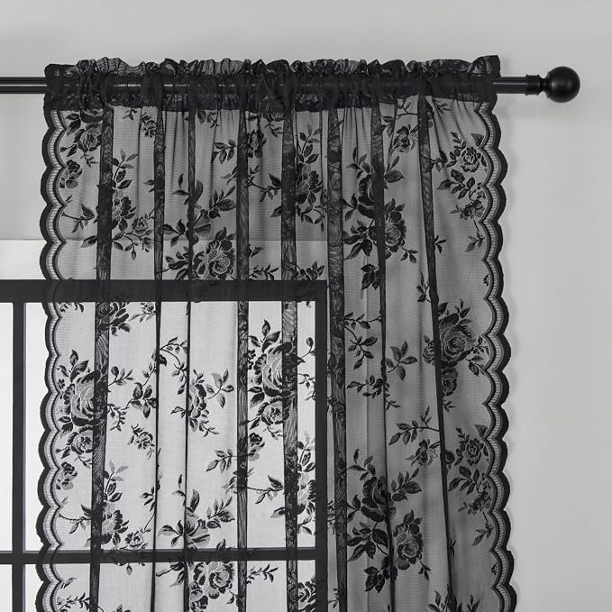 SEEKRIGHT Black Lace Curtains - Image 3