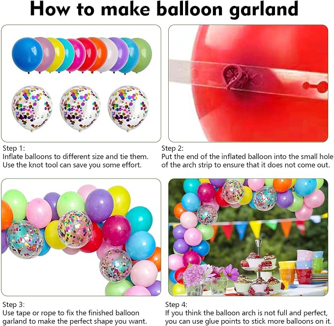 DIY Balloon Arch & Garland Kit, Colorful Confetti Balloons & Colorful Latex - Image 3