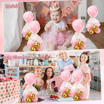 BBTO 8 Set Pink Gold Table Centerpieces Balloons Stand Kit, Latex Balloons and - Image 3