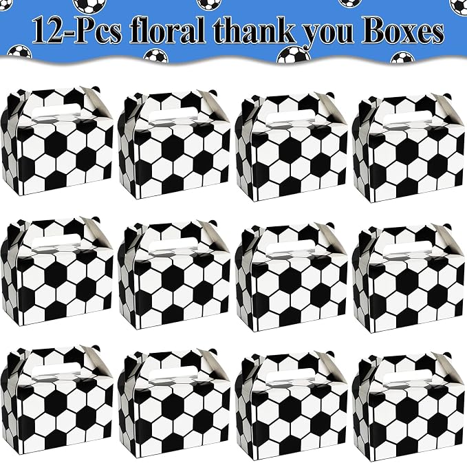 Tevxj 12 Pack Soccer Party Favor Boxes Soccer Treat Candy Snack Bags Party - Image 3