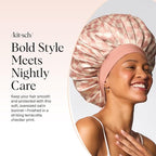 Kitsch XL Satin Bonnet for Sleeping - Softer Than Silk Hair Bonnet For Women - Secure Fit, Adjustable Night Cap For Curly & Textured Hair - Prevents Breakage, Tangles & Thinning - Terracotta Checker