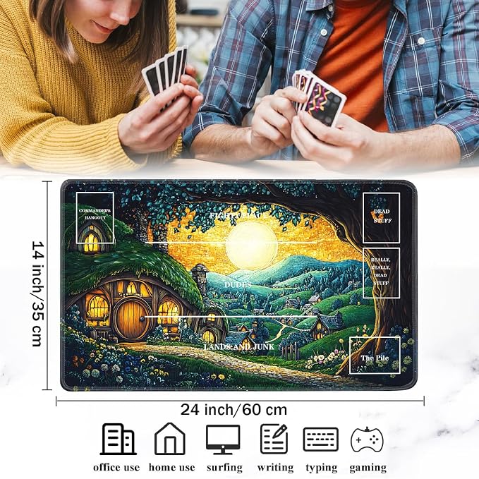 for TCG Playmat with Zones, Non-Slip Rubber Bottom Trading Card Game Mat with - Image 2