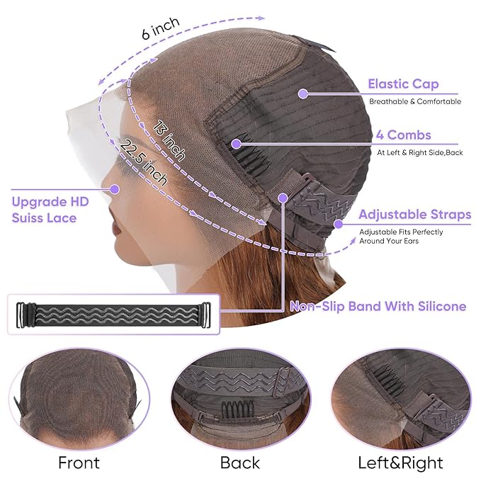 30 Inch Chocolate Brown Lace Front Wig 200 Density 13x6 HD Body Wave Human Hair Wig for Women with Baby Hair