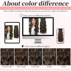 KooKaStyle Clip in Long Wavy Synthetic Hair Extension 20 Inch 4PCS Balayage Dark Brown to Chestnut Hairpieces Fiber Thick Double Weft Hair Extension for Women