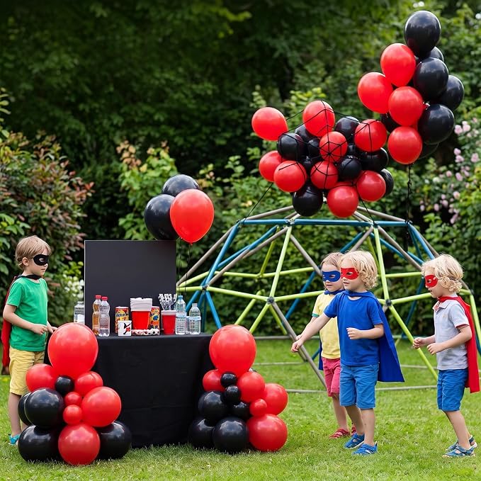 130pcs 18 12 10 5 Inch Matte Black and Red Latex Balloon Garland Arch Kit | - Image 5