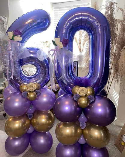 Number 30 Purple Balloons 40 Inch Giant Purple Foil 30 Helium Balloons - Image 3