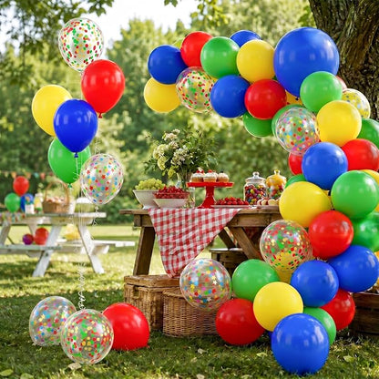 Red Blue Green Yellow Balloons, 12 Inch 50pcs Carnival Circus Balloon Matte Red - Image 6