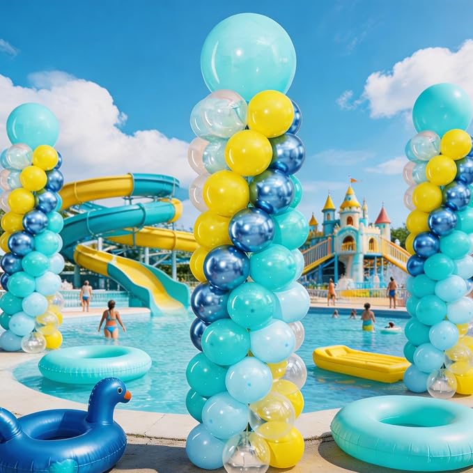 Blue and Yellow Balloon Column Kit Set of 2, Balloon Tower | 102Pcs Blue Yellow - Image 5