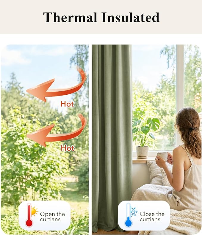 Sage Green Velvet Curtains Farmhouse - Image 6