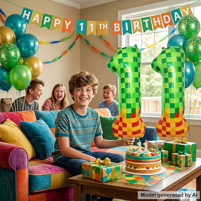 40 Inch Pixel Foil Number 11 Balloon - Image 5