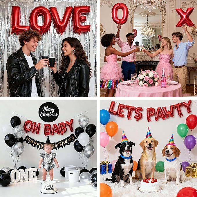 98 Pcs Red Letter Balloons, Custom 3 Set A-Z Set - Image 6