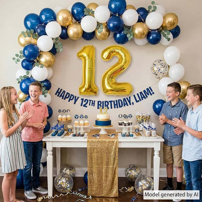 Gold Number 12 Balloon 40 Inch, Shiny Foil Decor - Image 2