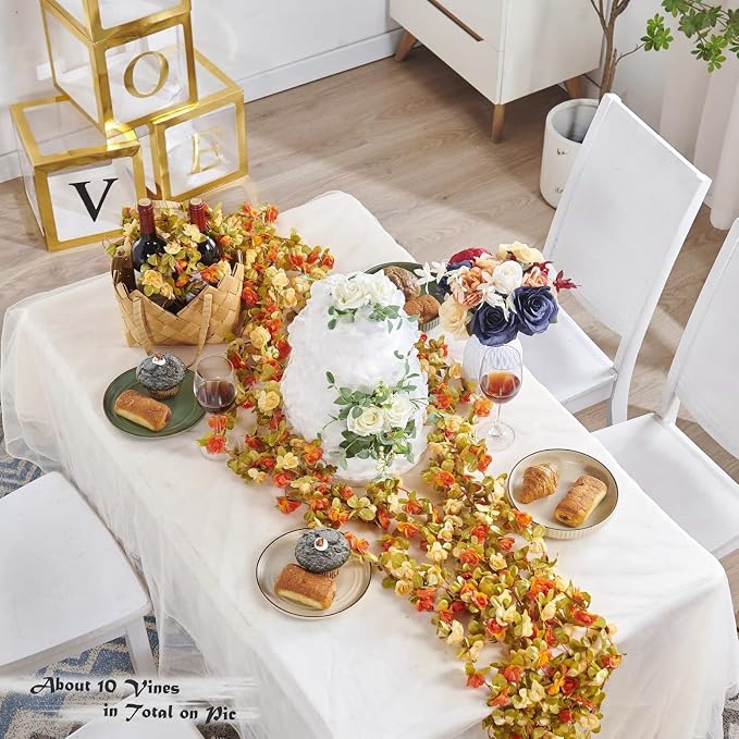 Artificial Flower Garland 8pcs 8.2ft Rose Vine Decor, Fall Champagne Flower | - Image 8
