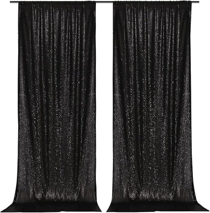 PartyDelight Black Sequin Backdrop Curtains 5x10ft 2 Panels | Sparkly 3mm - Image 6