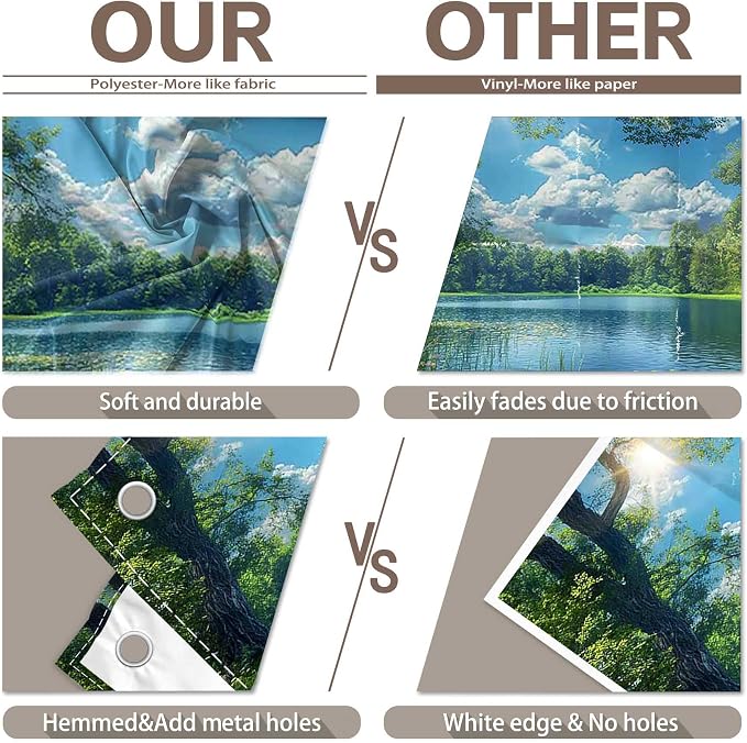 Fabric 7x5ft Lake Natural Scenery Backdrop River Camp Banner | Mountain Forest - Image 5