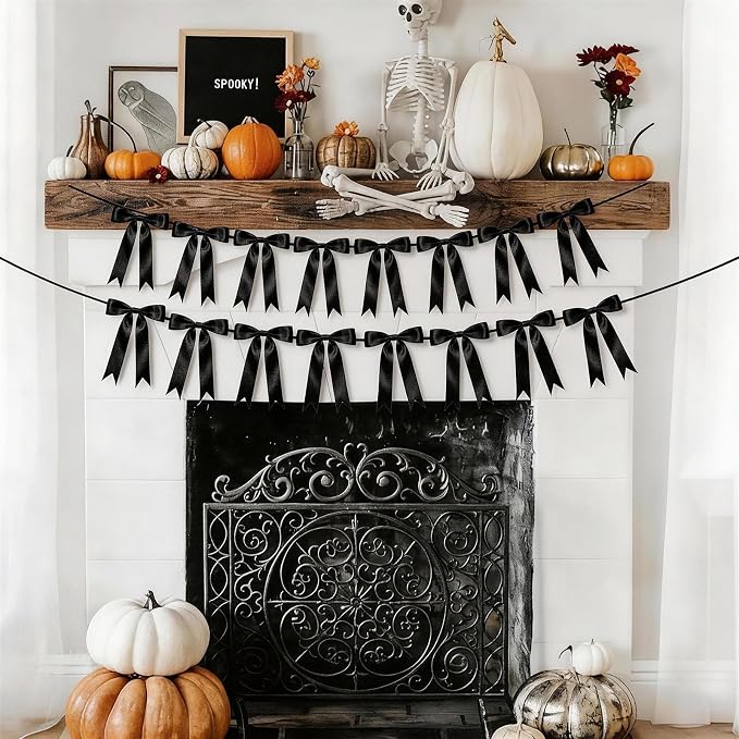 2 Strings Black Bow Garland Banner Decorations - Image 7