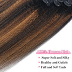 Kinky Straight Clip in Hair Extensions Real Human Hair For Women Highlight Hair Extensions Kinky Straight Clip ins (14inch,T1BP1B/30)