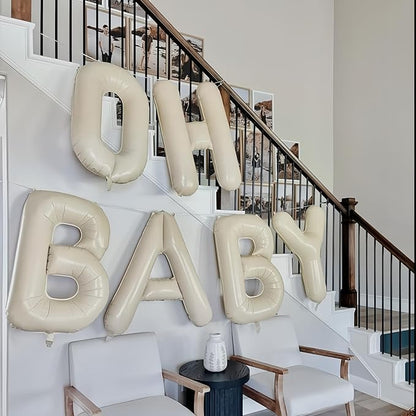 40 Inch Beige OH BABY Balloon for Baby Shower, Large Cream White Oh Baby - Image 6