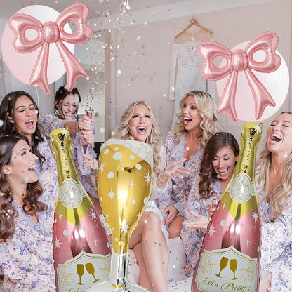 4 Pcs Champagne Balloons, Huge Rose Gold Champagne Bottle Goblet Aluminum Foil - Image 5