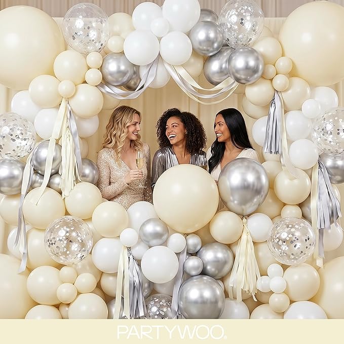 PartyWoo Beige Balloons 120pcs Cream Ivory Color 18 12 10 5 Inch | Balloons - Image 5