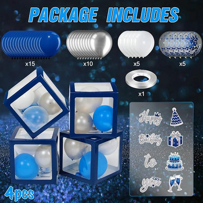 Capoda 44 Pcs Blue Silver Birthday Balloon Boxes - Image 3