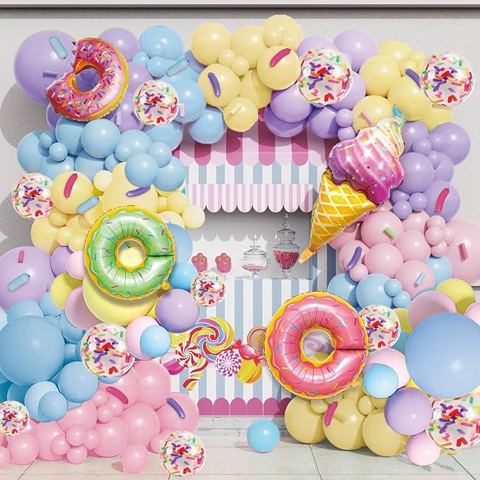 Pastel Donut Balloon Arch Garland Kit, Tattoo by Iyovgoo