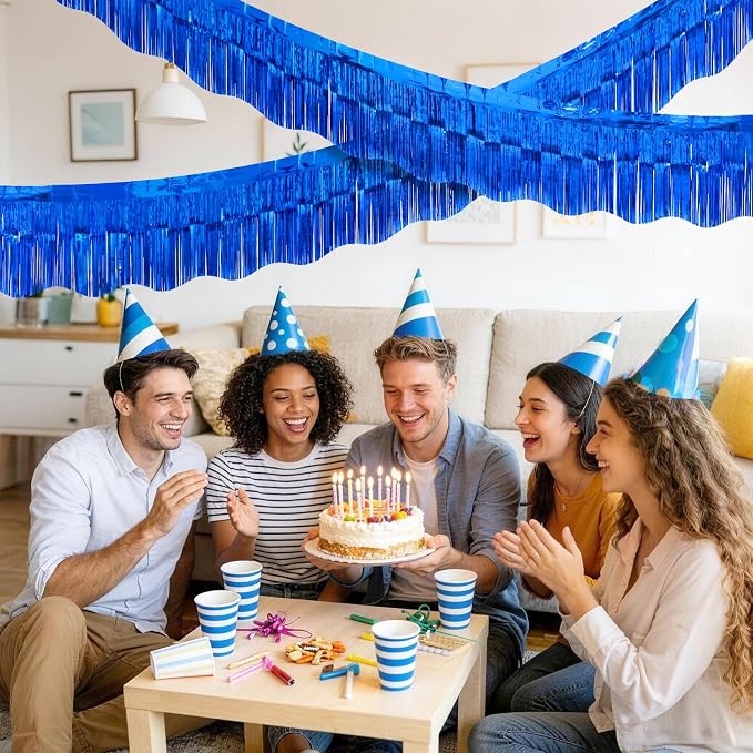 LOLStar Sapphire Blue Foil Fringe Tinsel Garland, Streamers Banner, 6 Pack | - Image 4