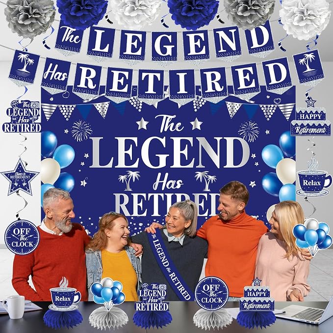 Blue Silver Retirement Party Decorations - Image 5