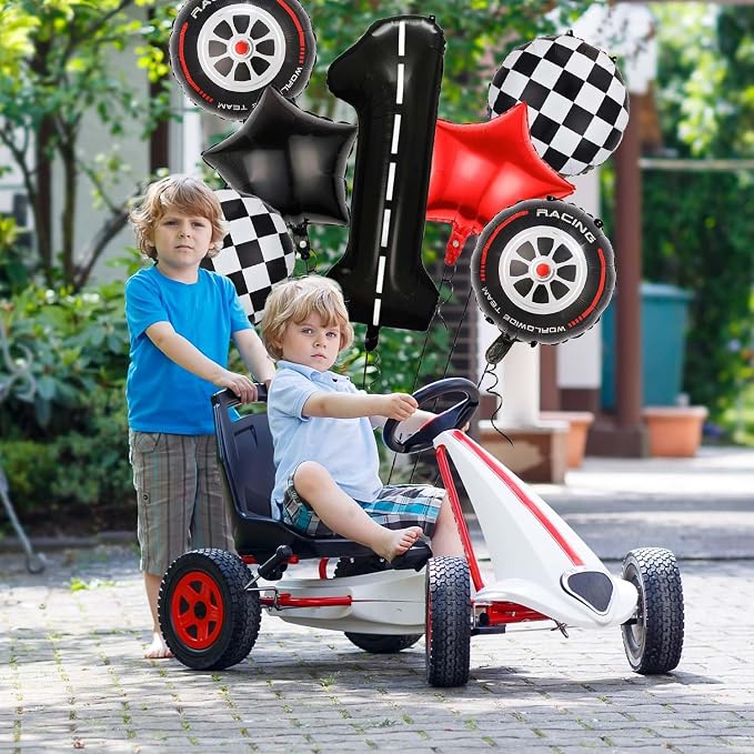 Race Car Balloons, 40 Inch Racetrack Number 1 Balloons, Big Number Balloons - Image 3