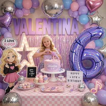 40 Inch Purple Kpop Number 6 Balloon - Image 5