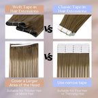 Full Shine Genius Weft Hair Extensions Human Hair Color 8 Ash Brown Ombre 60 Blonde And 18 Dark Ash BLonde Invisible Skin Weft Tape in Extensions Long Tape Weft 20 Inch A Piece 50G for Daily Wear