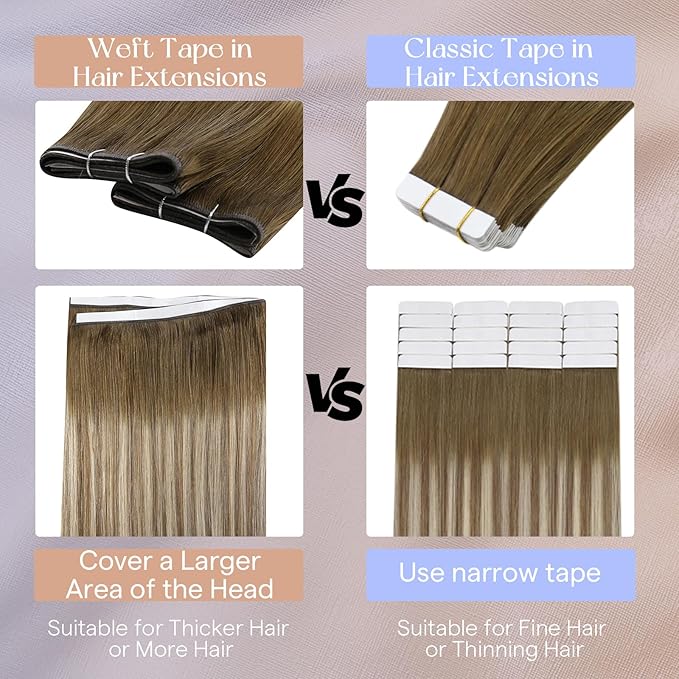 Full Shine Tape in Hair Extensions 18Inch Wire Adjustable Size Color 8 Ash Brown Ombre 60 Blonde And 18 Dark Ash Blonde Balayage Tape in Weft Hair Extensions Human Hair 50G One Piece Easy Application