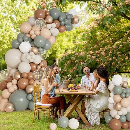 DBKL Dusty Green Nude Balloon Garland Arch Kit, Cream White Sand Sage Green - Image 2