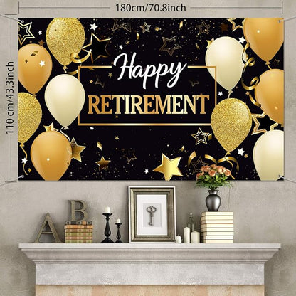Blulu Retirement Party Decorations, Extra Large Fabric Retire Sign Banner Photo - Image 2