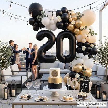 Black Number 20 Balloon 40 Inch, Foil Numeral - Image 7