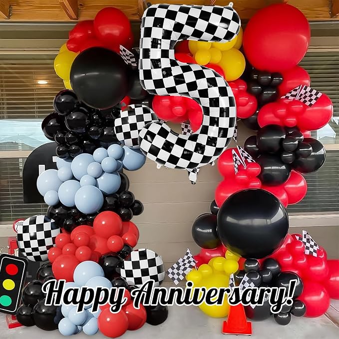 Checkered Number 5 Balloon 40 Inch, Large Foil Black and White Number Balloons - Image 6