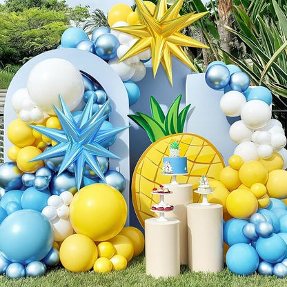 Yellow Blue Clear Balloon Arch Kit - Image 8