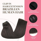 GOO GOO Clip in Hair Extensions Real Human Hair, Remy Human Hair Extensions Clip ins for Women, Natural Human Hair, 26inch 260g 9Pcs, #2 Dark Brown