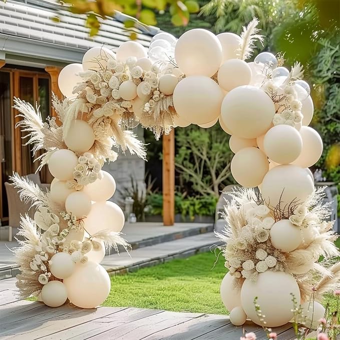 Double Stuffed White Sand Balloon Garland Arch Kit | 18/12/10/5inch Different by Unknown