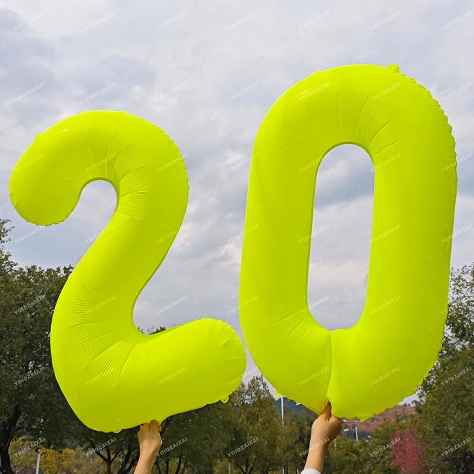 40 IN Fluorescent Yellow Number 0 Balloon Neon Yellow 0 Foil Balloon | - Image 4