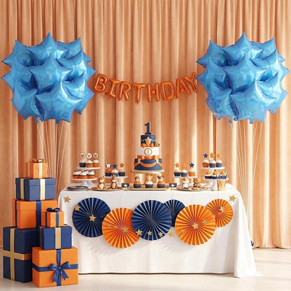 TONIFUL 15 Pcs Star Shaped Balloons 18 Inch Iridescent Blue Foil Balloon | - Image 5