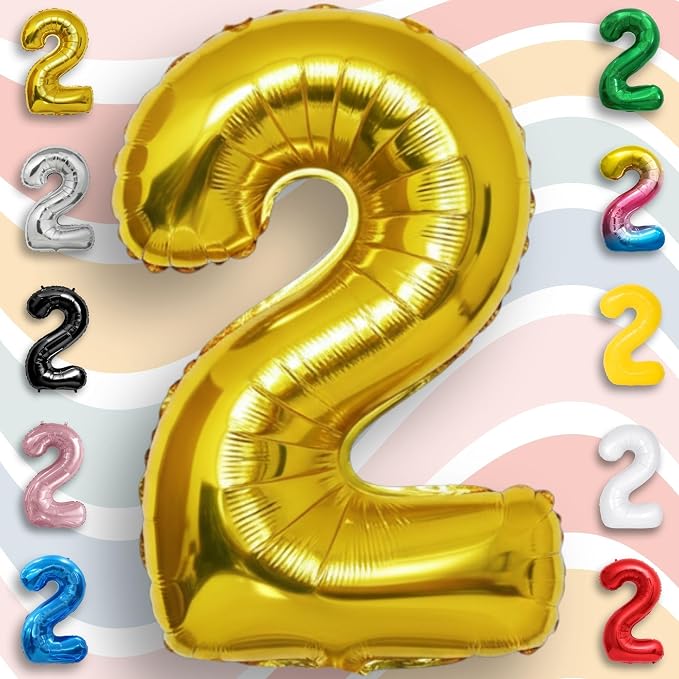 Gold Number Balloon 2 Mylar Foil Balloons 40 inch - Image 3