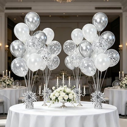 Balloon Weights Pack of 6 with 54pcs Silver and White Balloons, Balloon Anchors - Image 3
