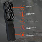Wild Willies Beard Straightener for Men - 3 Temperature Settings, Tourmaline Ceramic Heated Beard Brush & Hot Comb - Portable, Ionic Technology, Coarse & Curly Hair, 400F - Grooming Tool