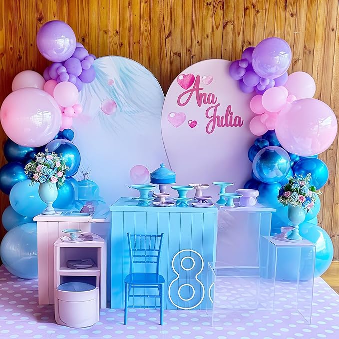HILAVO Pink and Blue Balloons 12 Inch Pastel Metallic Blue Baby Light Pink - Image 6