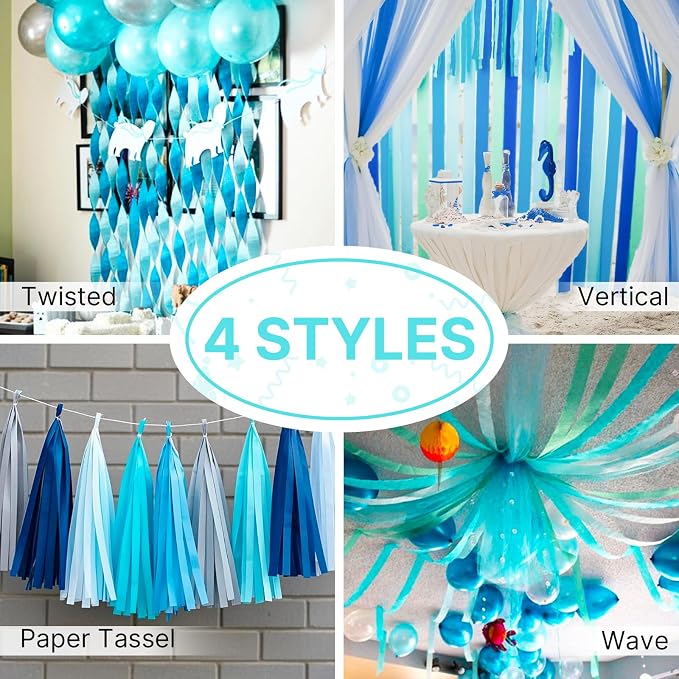 PartyWoo Teal Crepe Paper Streamers 6pcs 492 FT Turquoise Streamers | Birthday - Image 5
