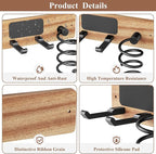 Tindbea Hair Dryer Holder Curling Iron Holder, Blow Dryer Holder Wall Mount, Bathroom Hair Tool Organizer Rack for Universal Dryer, Sapele Wood Matte Black