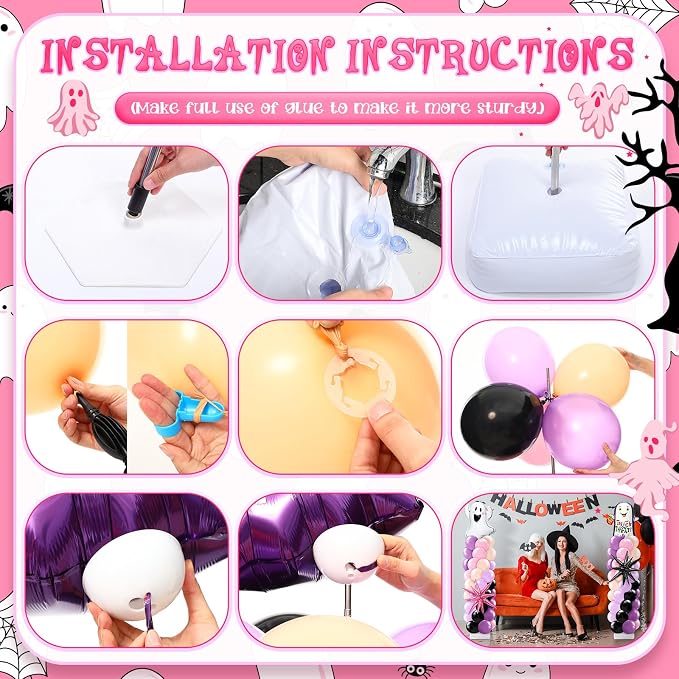 Kasyat 2 Sets Pink Purple Halloween Balloon Column Stand Kit Purple Pink and - Image 4