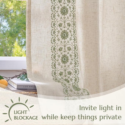 jinchan Floral Linen Curtains - Image 5